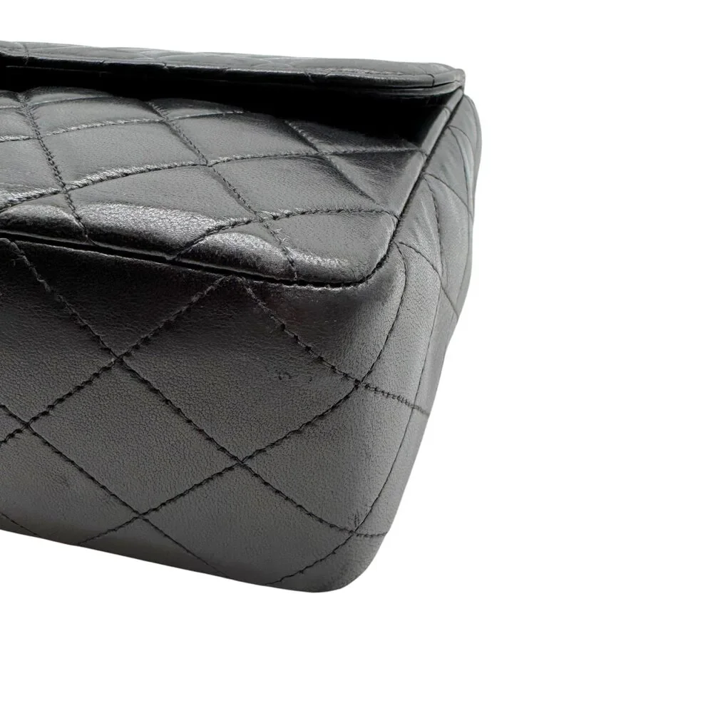 Chanel Black Matelasse Lambskin Top Handle Kelly Flap Bag 1994-96